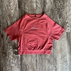 Alphalete Amplify Short Sleeve Crop Top in a burnt sienna, Size XS | NEVER WORN